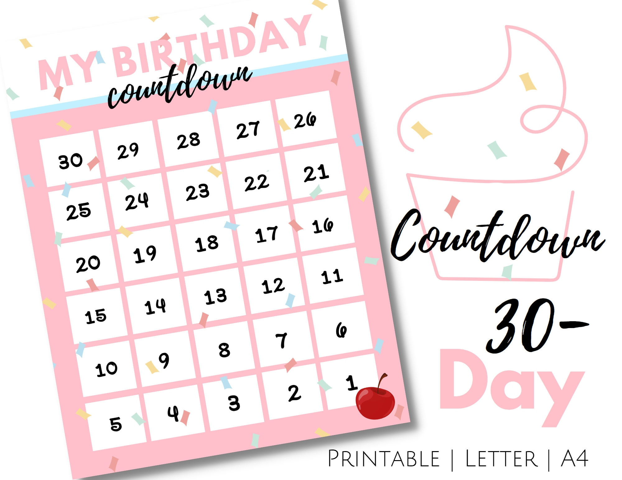 Countdown To Birthday, Printable 30 Day Birthday Countdown, Kids pertaining to Birthday Countdown Calendar 2025 Printable