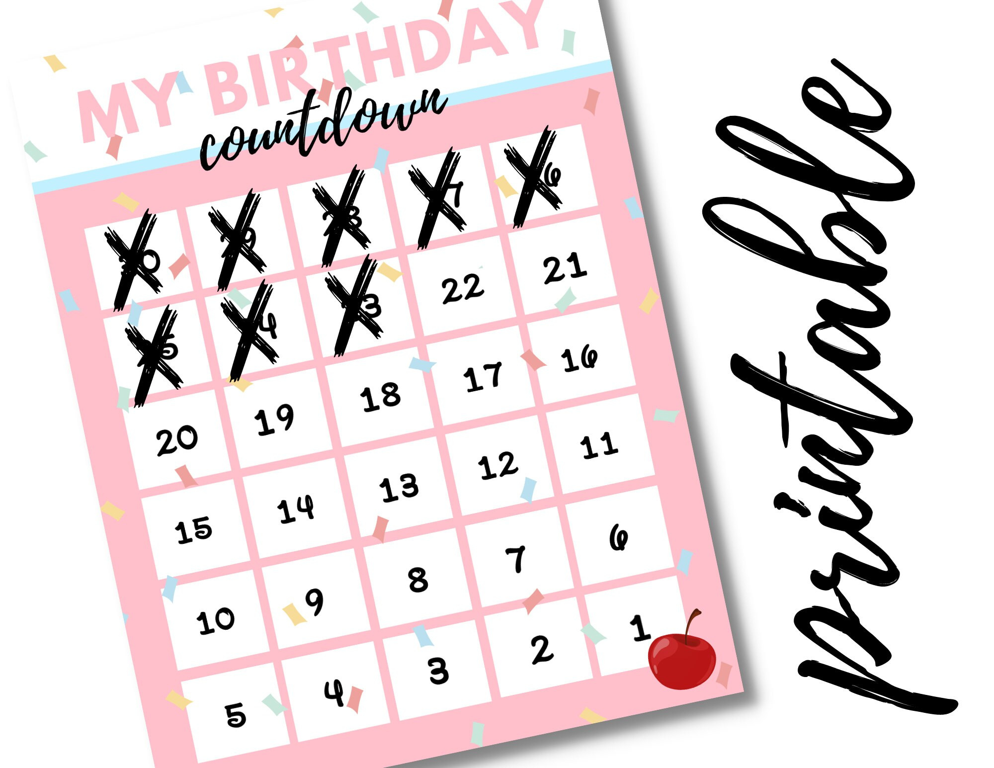 Countdown To Birthday, Printable 30 Day Birthday Countdown, Kids with Birthday Countdown Calendar 2025 Printable