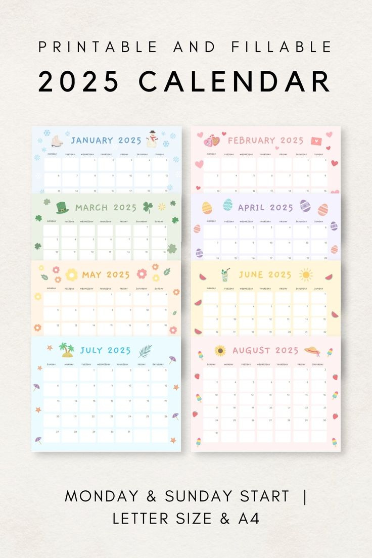 Cute 2025 Calendar Printable, Monthly Calendar 2025, Monthly regarding Cute Calendar 2025 Printable