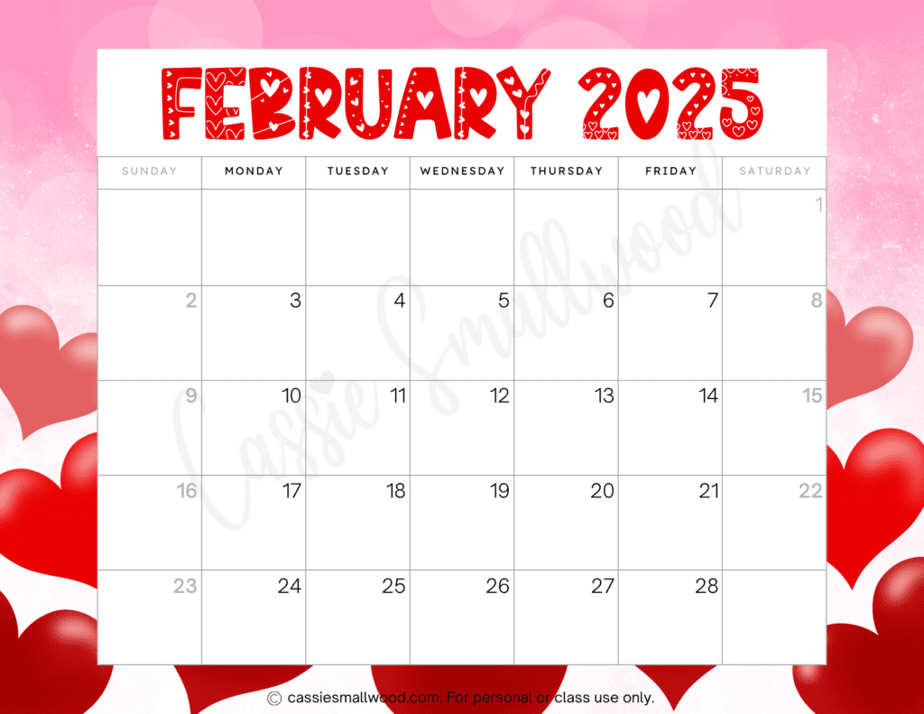 Cute 2025 Free Printable Monthly Calendars - Cassie Smallwood in Cute Printable Monthly Calendar 2025