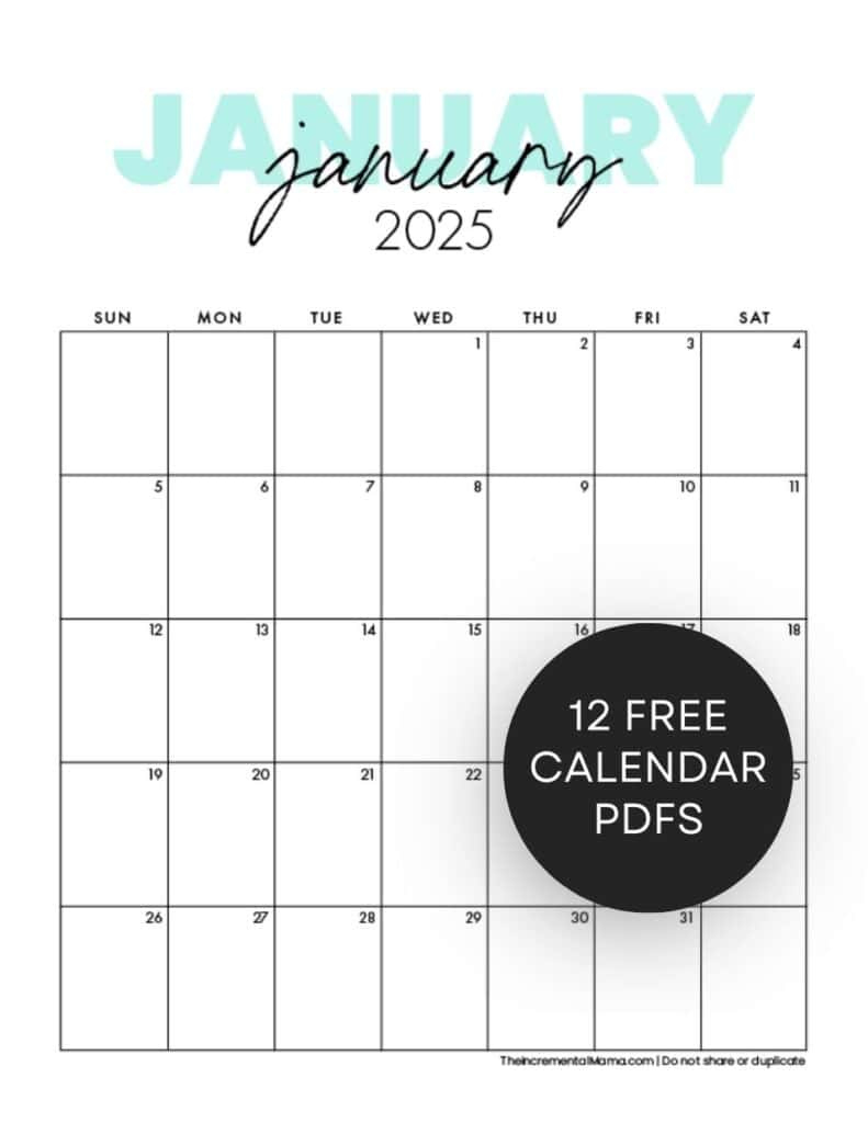 Cute 2025 Monthly Calendar Free Printable inside Printable Cute Workout Calendar 2025 Template