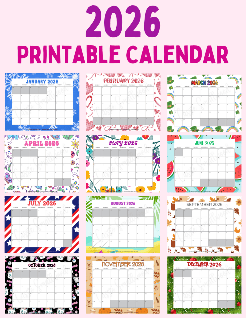 Cute Free Printable 2026 Monthly Calendar - Cassie Smallwood intended for Google Calendar 2026 Printable