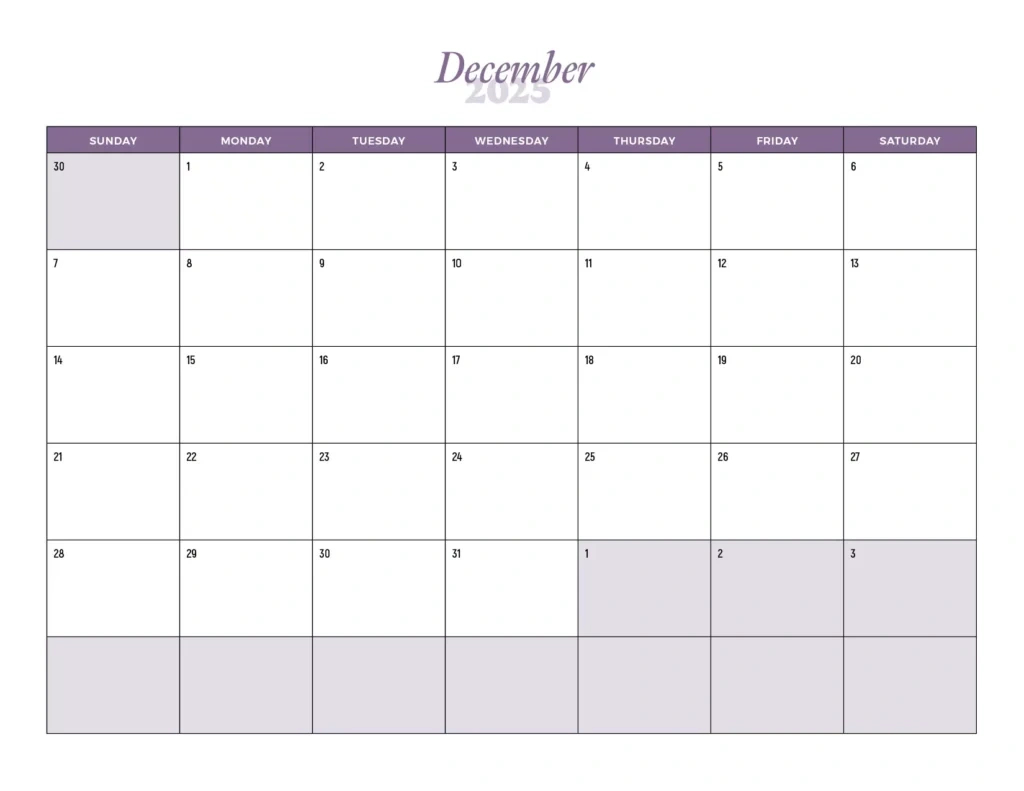 December 2025 Calendars - Free Pdf Download for Advent Calendar 2025 Number Printables