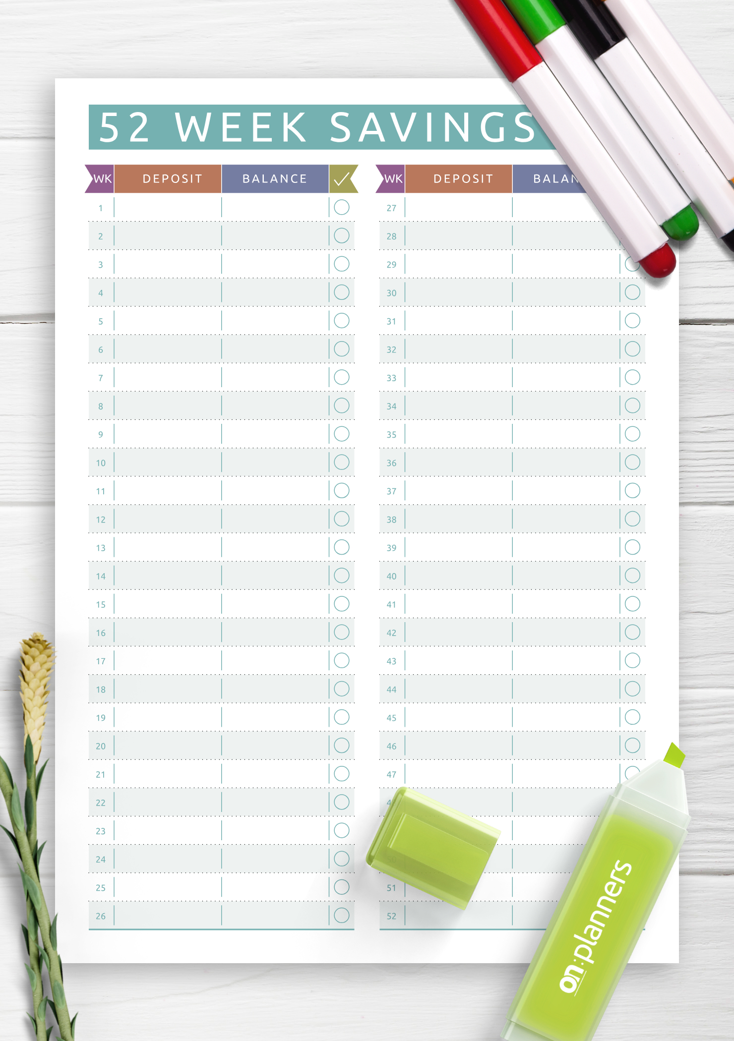 Download Printable 52 Week Savings - Casual Style Pdf throughout 52 Week Printable Calendar