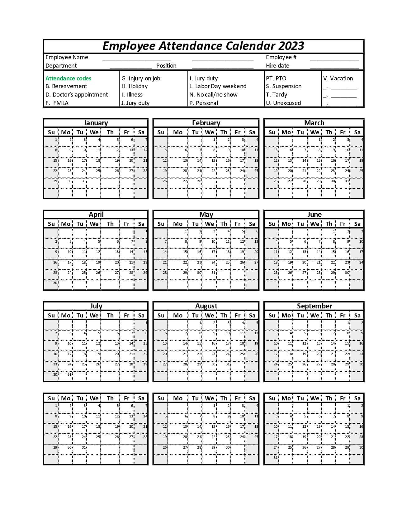 Employee Attendance Calendar | Leave Board inside Free Printable 2025 Employee Attendance Calendar Free Download