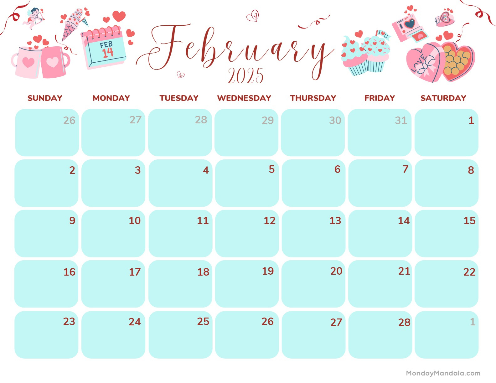 February 2025 Calendar (52 Free Pdf Printables) within February 2025 Calendar Printable Free