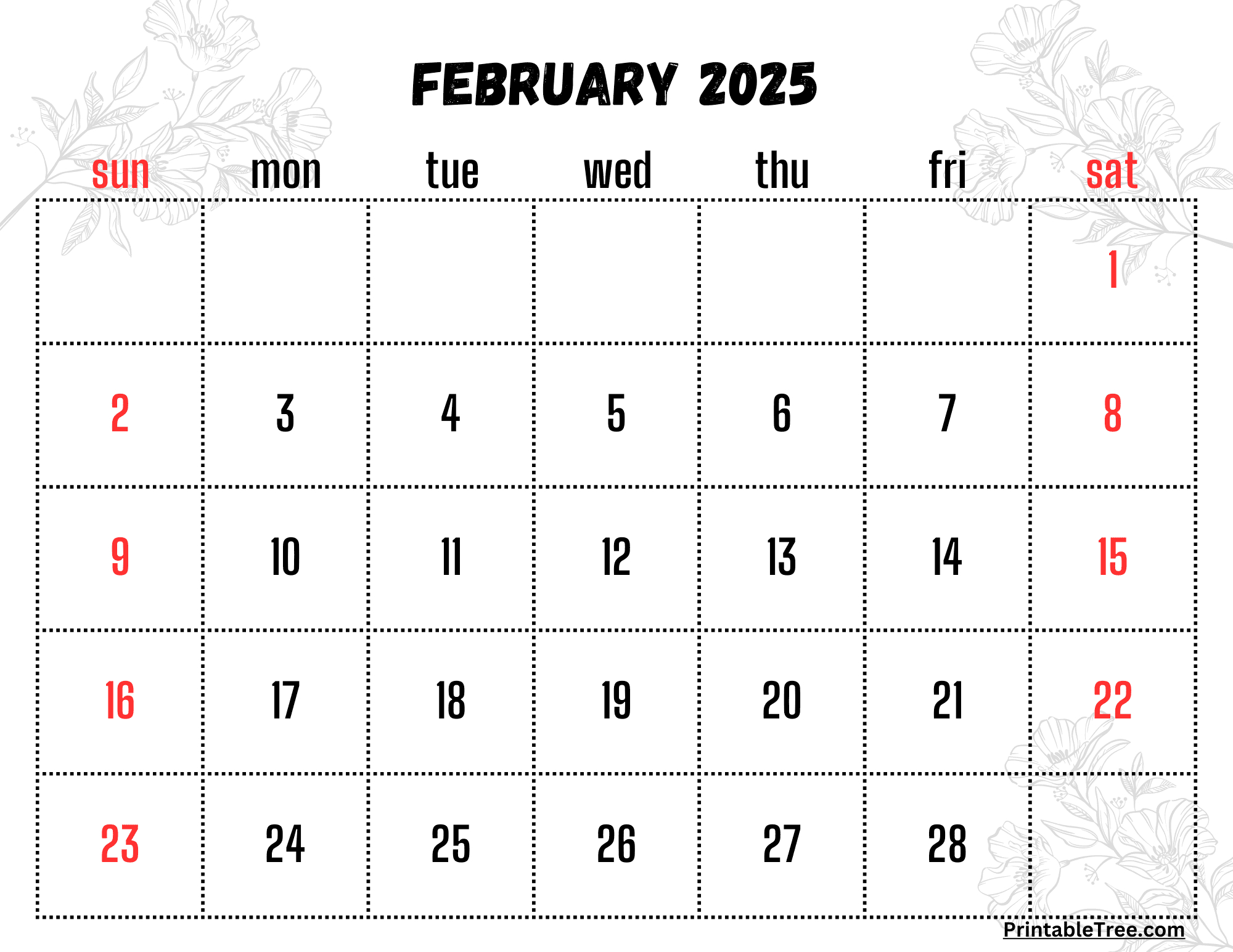 February 2025 Calendar Printable Pdf Template With Holidays for Printable Feb 2025 Calendar