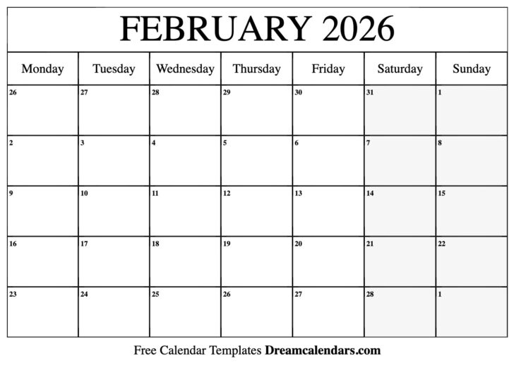 February 2026 Calendar Printable