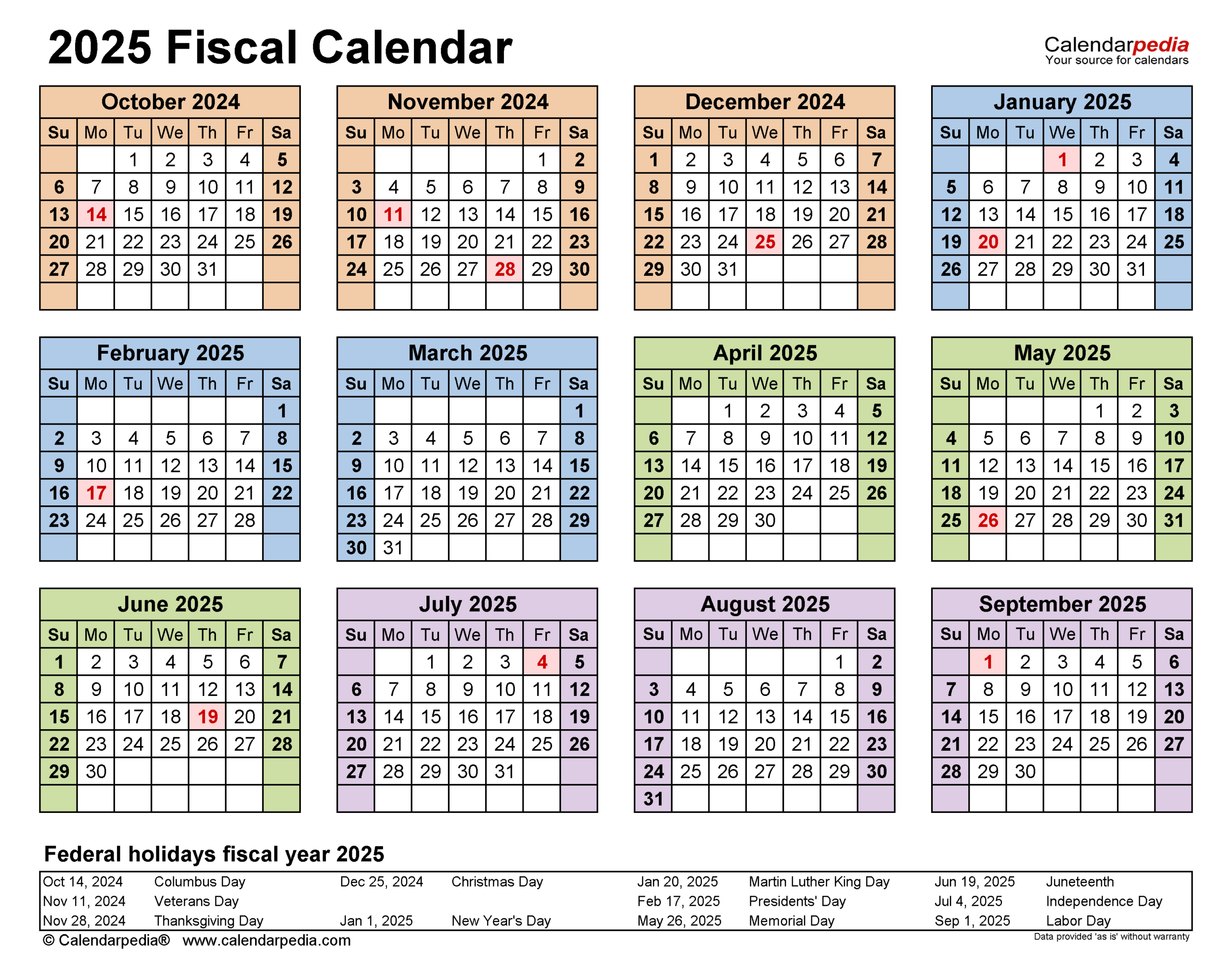 Fiscal Calendars 2025 - Free Printable Word Templates in Fiscal Year 2025 Calendar Printable