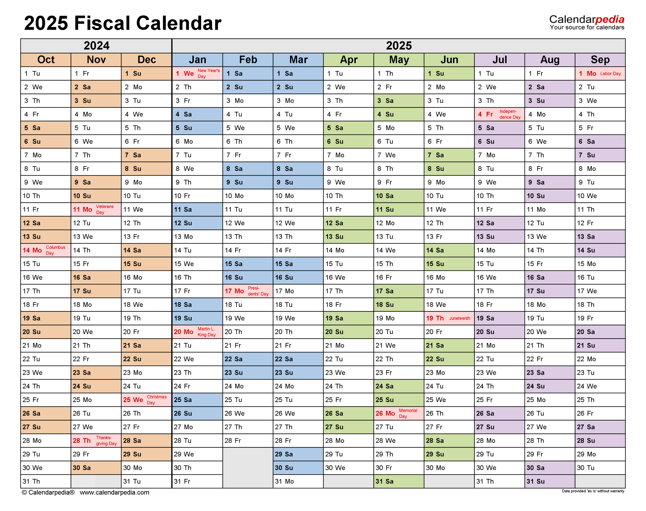 Fiscal Calendars 2025 - Free Printable Word Templates intended for Fiscal Year 2025 Calendar Printable