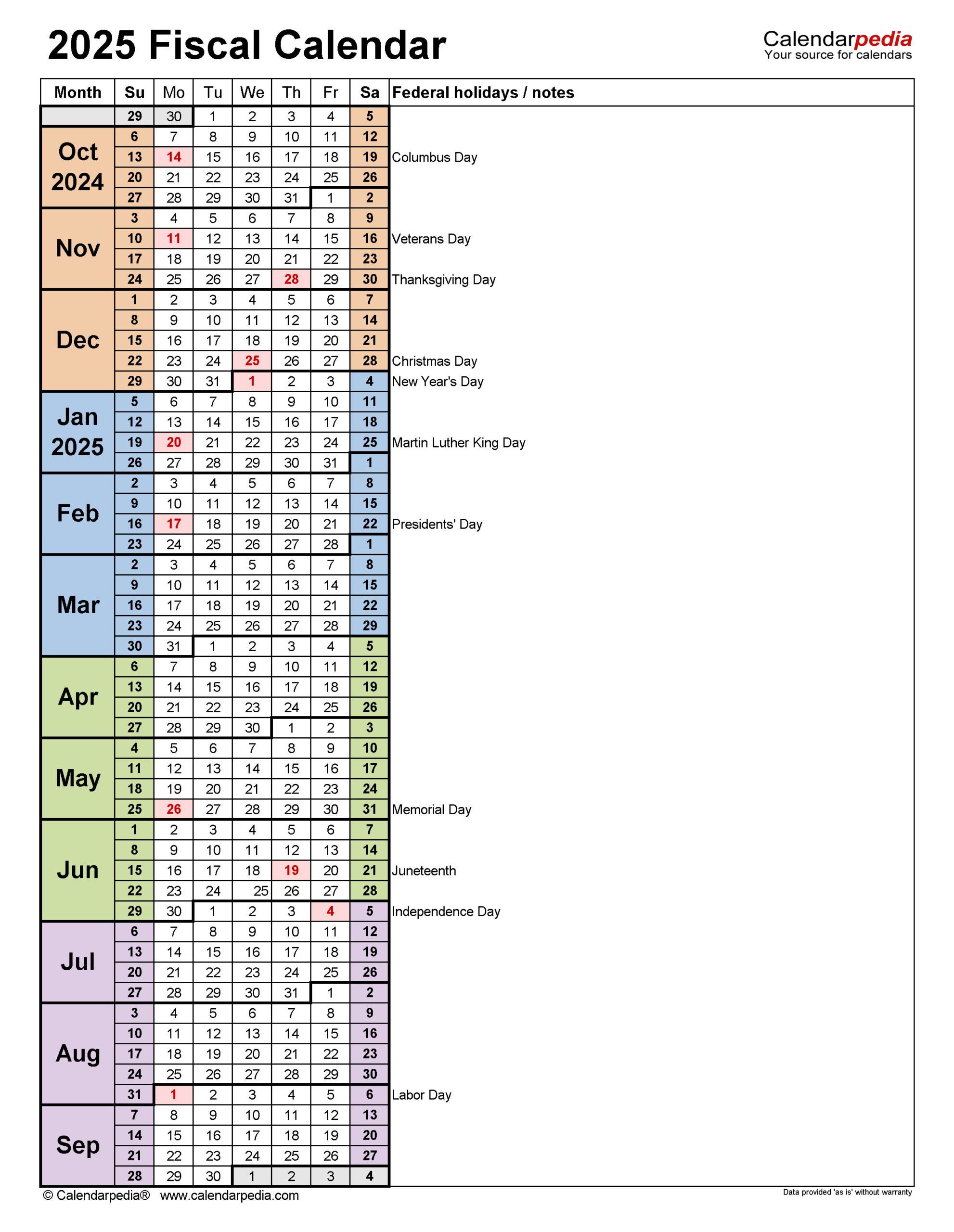 Fiscal Calendars 2025 - Free Printable Word Templates with Fiscal Year 2025 Calendar Printable