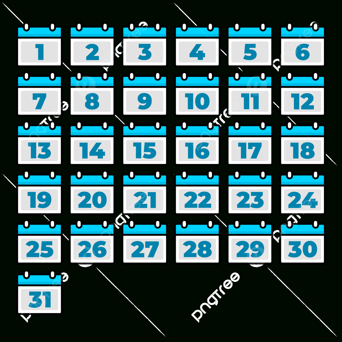 Flat Design Calendar Numbers From 1 To 31 Vector, Calendars, Icon with Free Printable Calendar 2025 Numbers 1-31