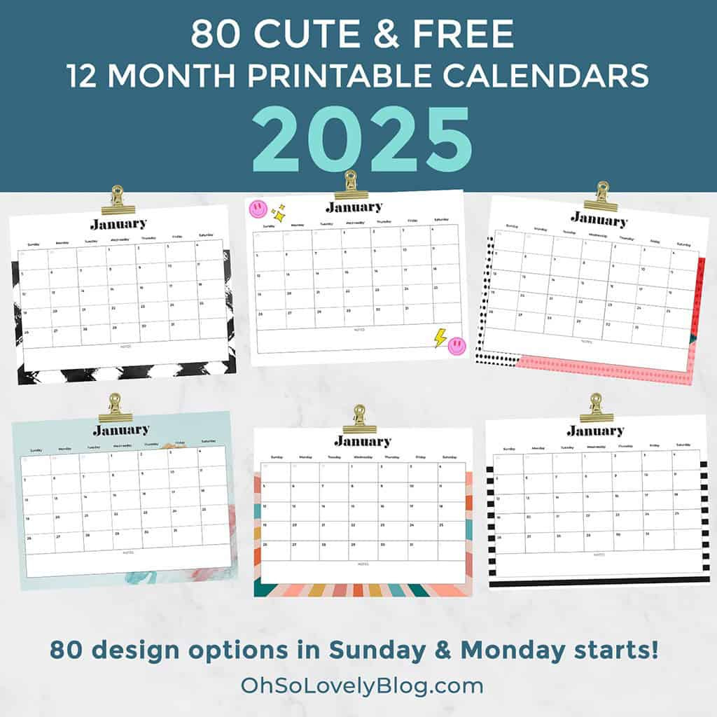 Free 2025 Calendars — 80 Beautiful &amp;amp; Printable Options For You! regarding 2025 Calendar By Month Printable