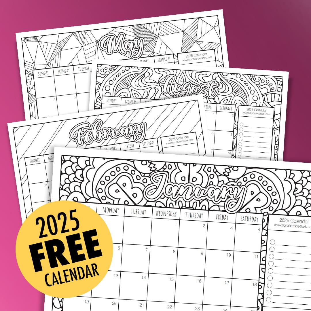 Free 2025 Printable Coloring Calendar -Sarah Renae Clark for Free Printable Advent Calendar 2025 to Color