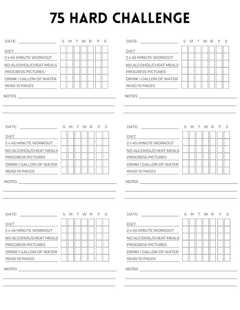 Free 75 Hard Printable Calendar - Originalmom in 75 Day Printable Calendar