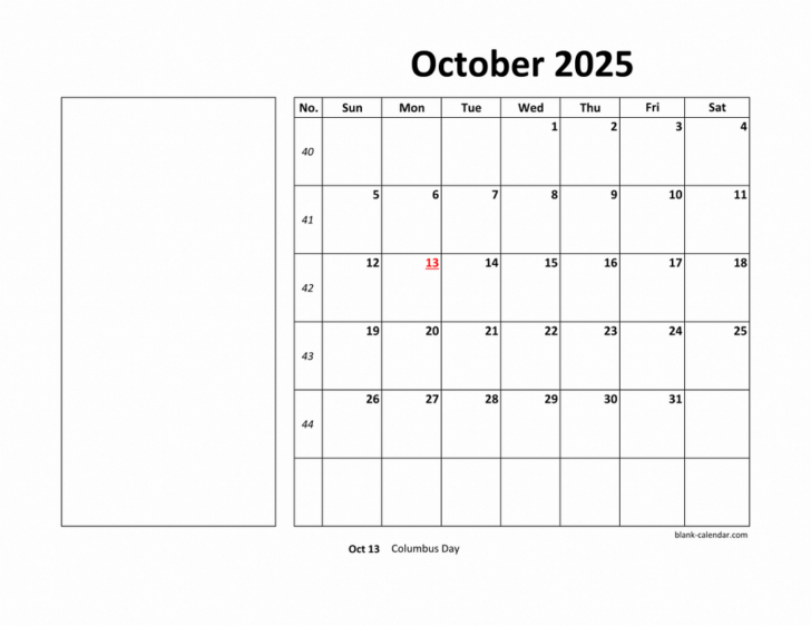 Large Box Printable Calendar 2025