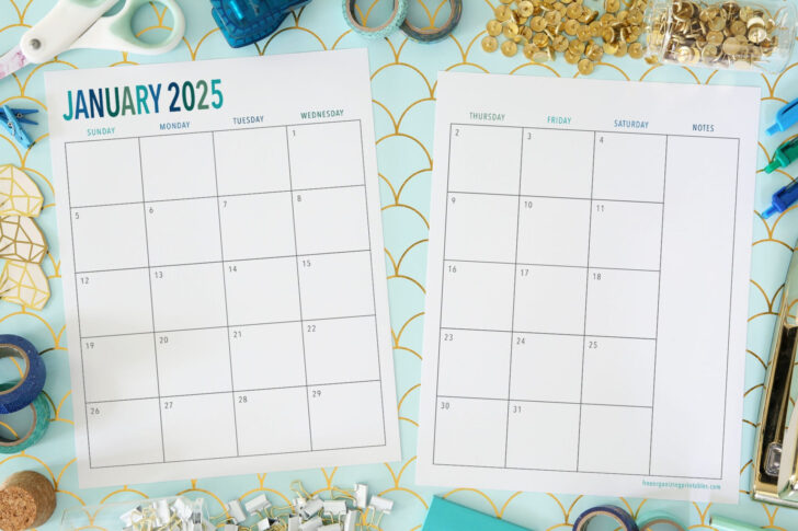 Printable Monthly Calendar 2025 Pages