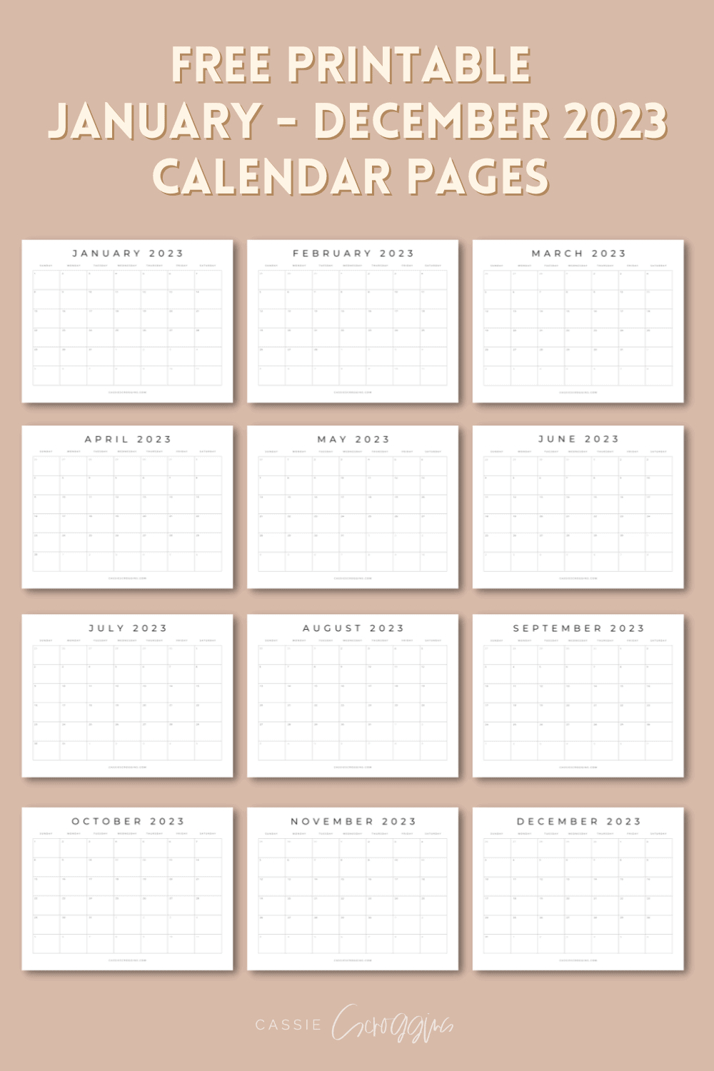 Free Printable 2023 Calendar Templates (All 12 Months) inside Printable 12 Month Calender