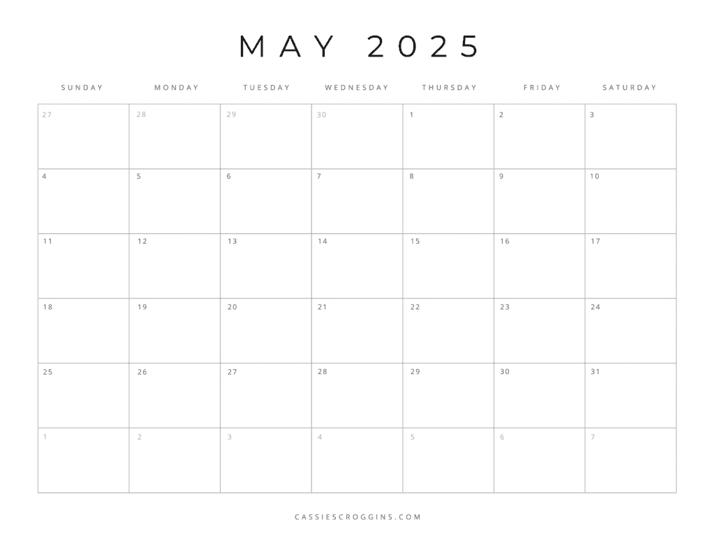 Free Printable 2025 Blank Calendar Templates (All 12 Months) for 2025 Blank Printable Calendar