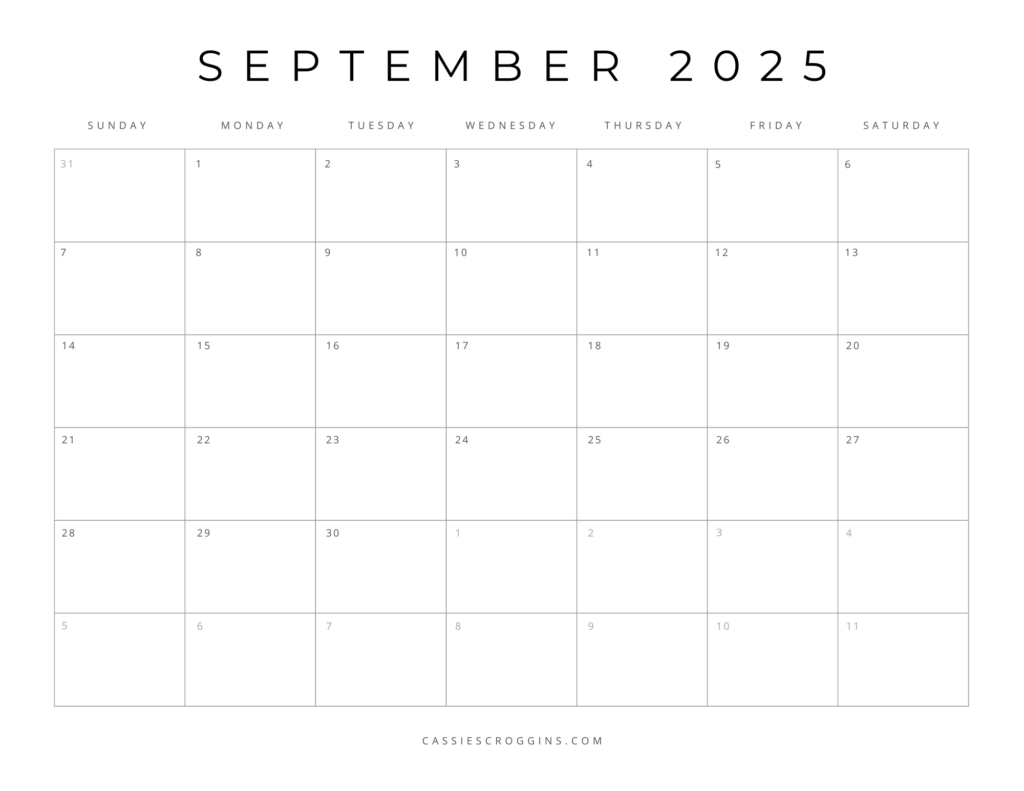 Free Printable 2025 Blank Calendar Templates (All 12 Months) inside Printable Sept Calendar 2025