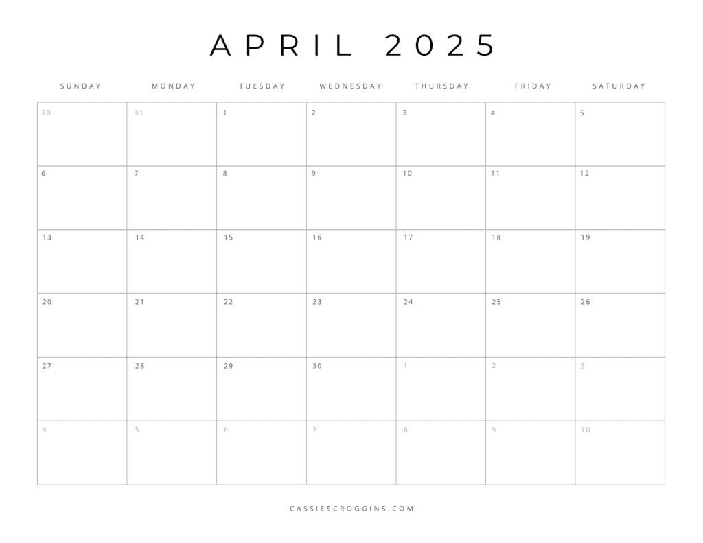 Free Printable 2025 Blank Calendar Templates (All 12 Months) pertaining to Full Page Free Printable Blank Calendar 2025