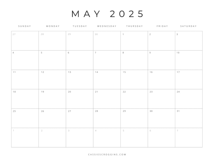 Free Printable Blank Calendar 2025