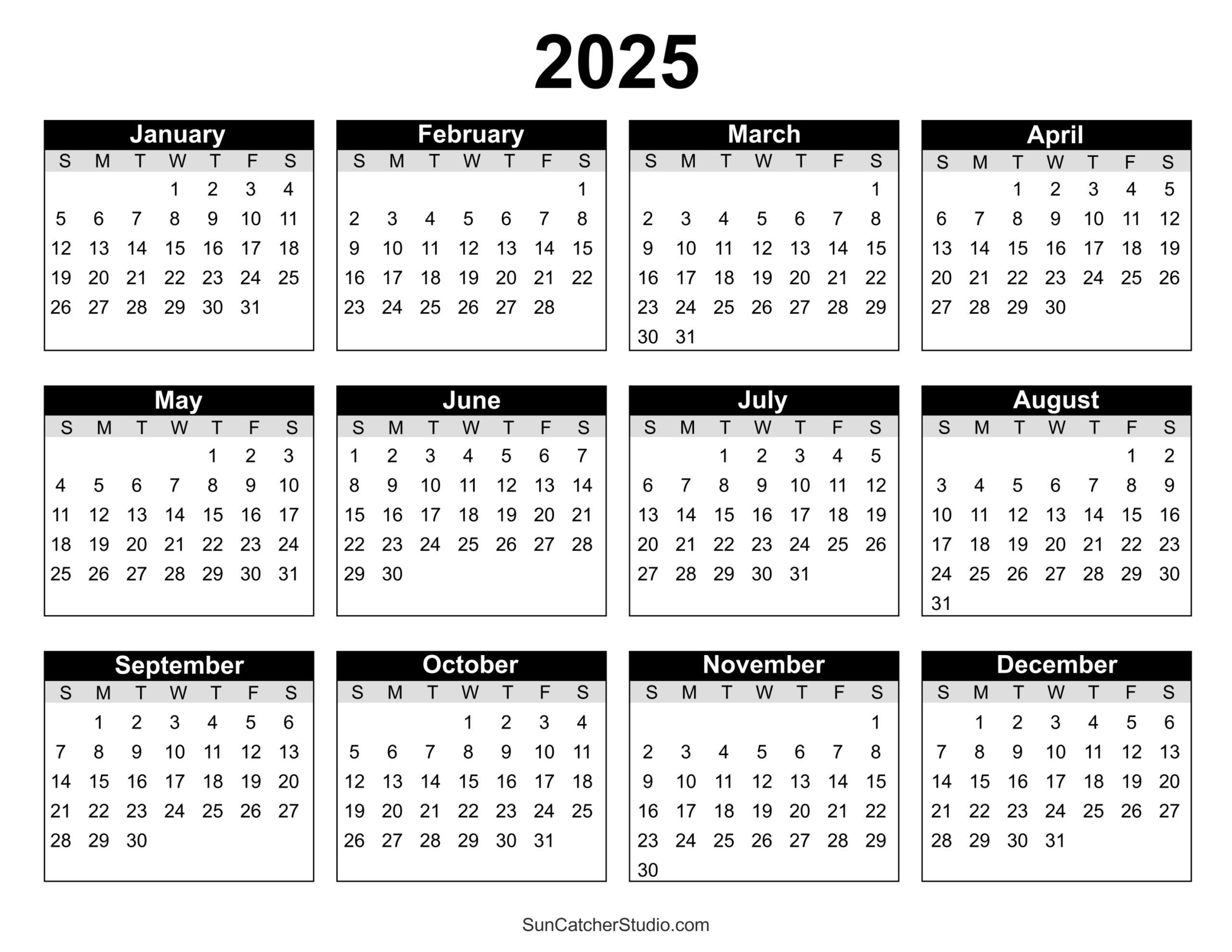 Free Printable 2025 Yearly Calendar – Diy Projects, Patterns intended for Calendar 2025 Maker Free Printable