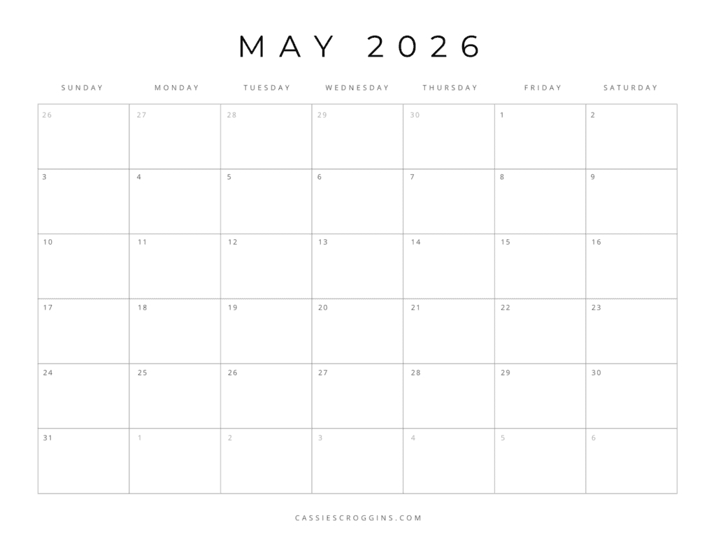 Free Printable 2026 Blank Calendar Templates (All 12 Months) with regard to Blank Calendar 2026 Printable Free