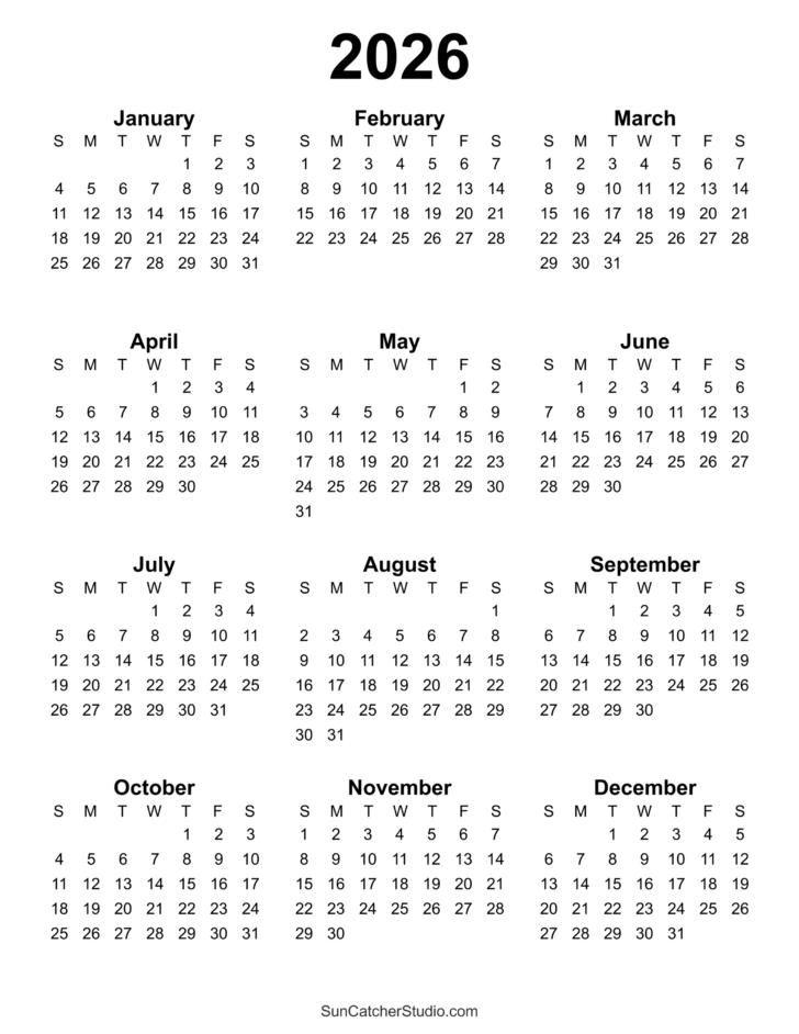 2026 Free Calendar Printable