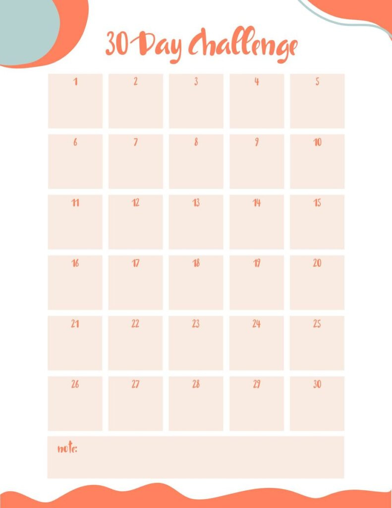 Free Printable 30 Day Challenge Calendar - Originalmom in 30 Day Challenge Calendar Printable