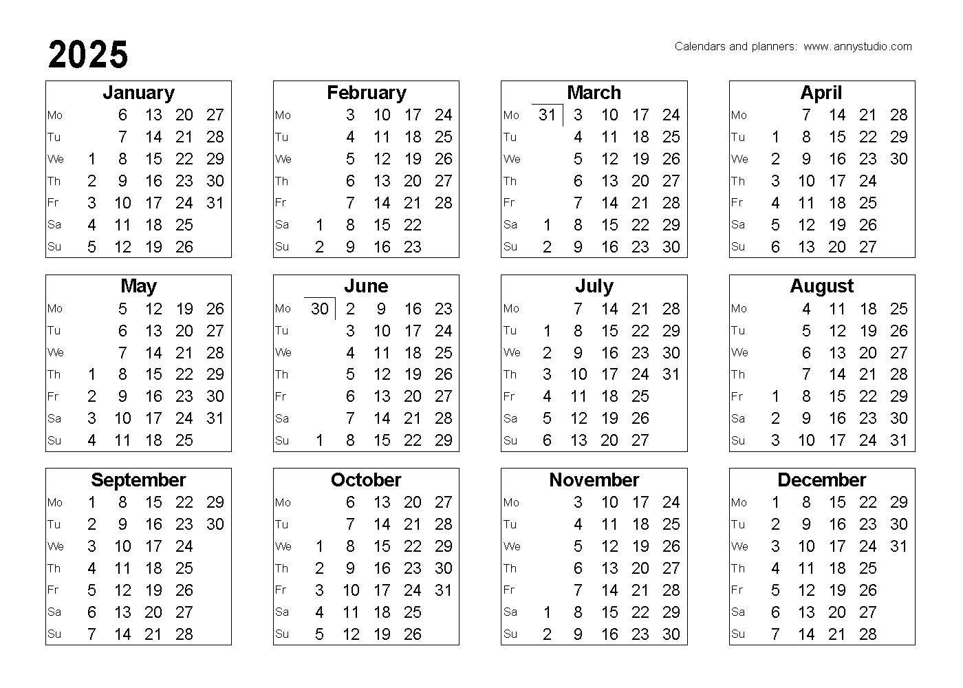 Free Printable Calendars And Planners 2025, 2026 And 2027 with Free Printable Numbers For Calendar 2025