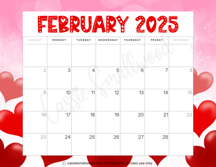 Calendar 2025 Printable February