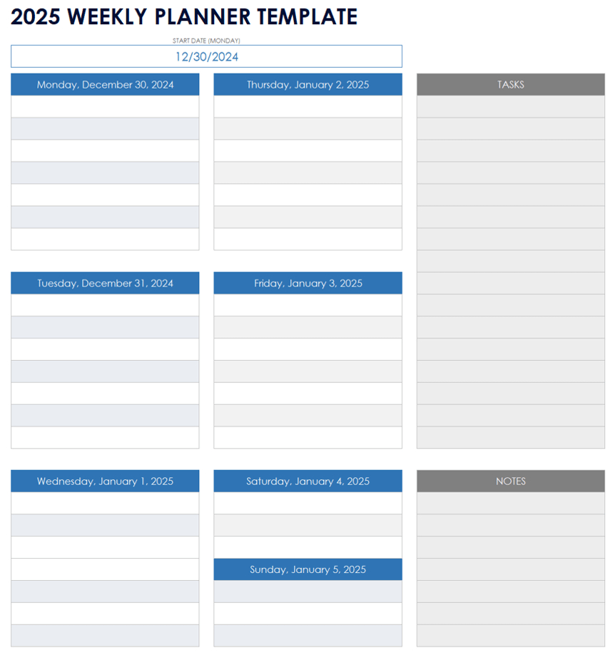 Free Printable Daily Calendar Templates | Smartsheet pertaining to Printable Daily Calendar 2025 Template