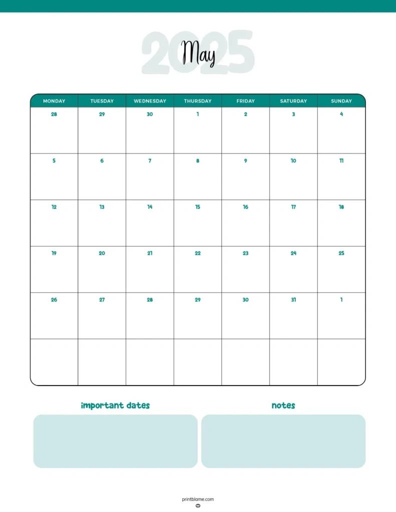 Free Printable May 2025 Calendar - 40+ Free Pdf Calendars with regard to Printable Cute Workout Calendar 2025 Template