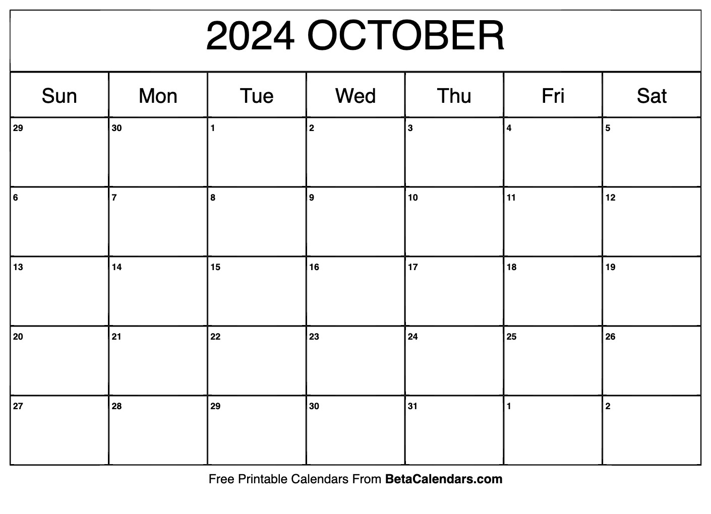 Free Printable October 2024 Calendar inside 20254 Free Printable Calendar