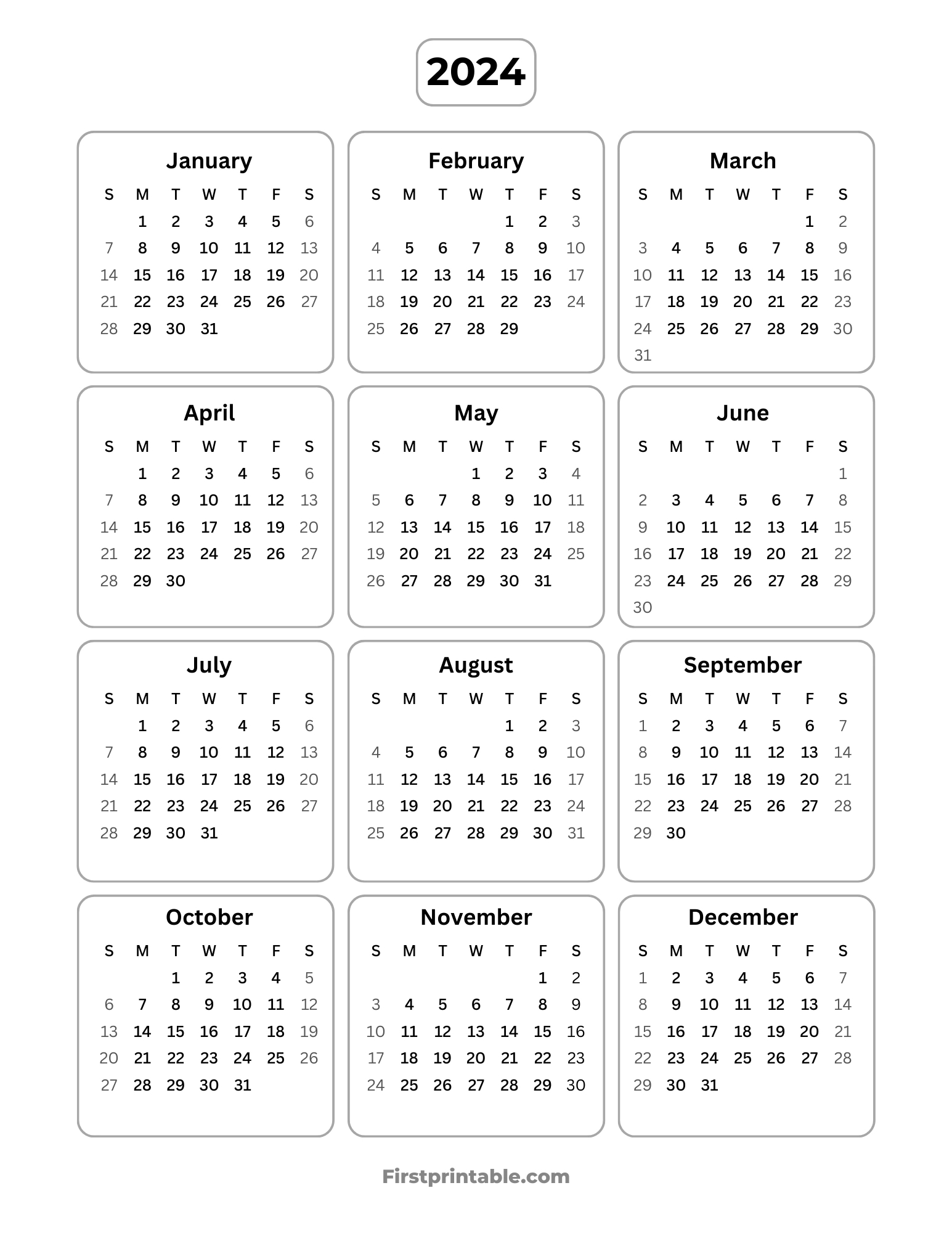 Free Printable Yearly Calendar 2024, 2025, 2026 inside Calendar 2026 Printable Free