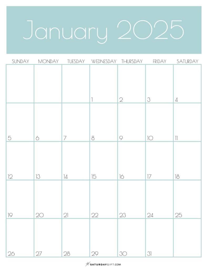 January 2025 Calendar - 20 Cute &amp;amp; Free Printables | Saturdaygift with 2025 Monthly Calendar Printable Portrait Mode