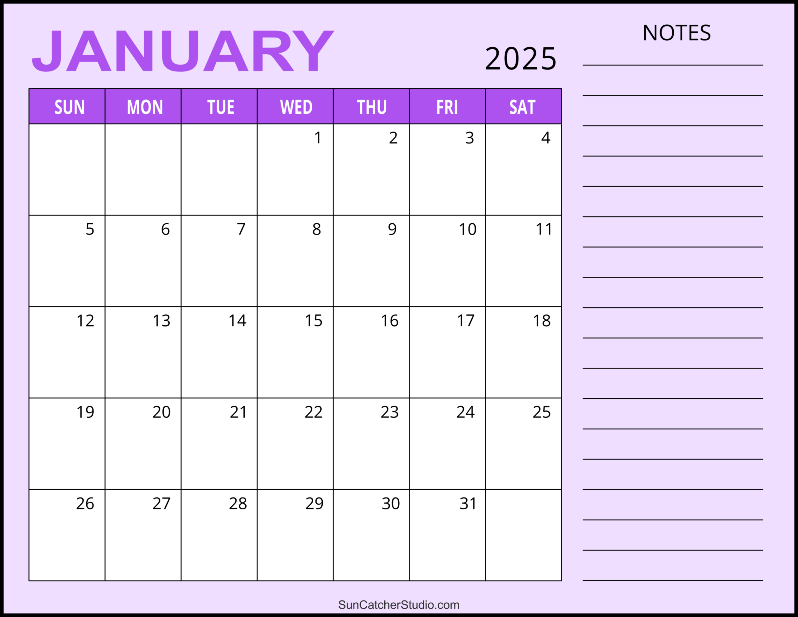 January 2025 Calendar (Free Printable) – Diy Projects, Patterns for Printable Monthly Bill Calendar 2025