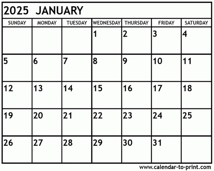 Free Printable January 2025 Monthly Calendar with Holidays