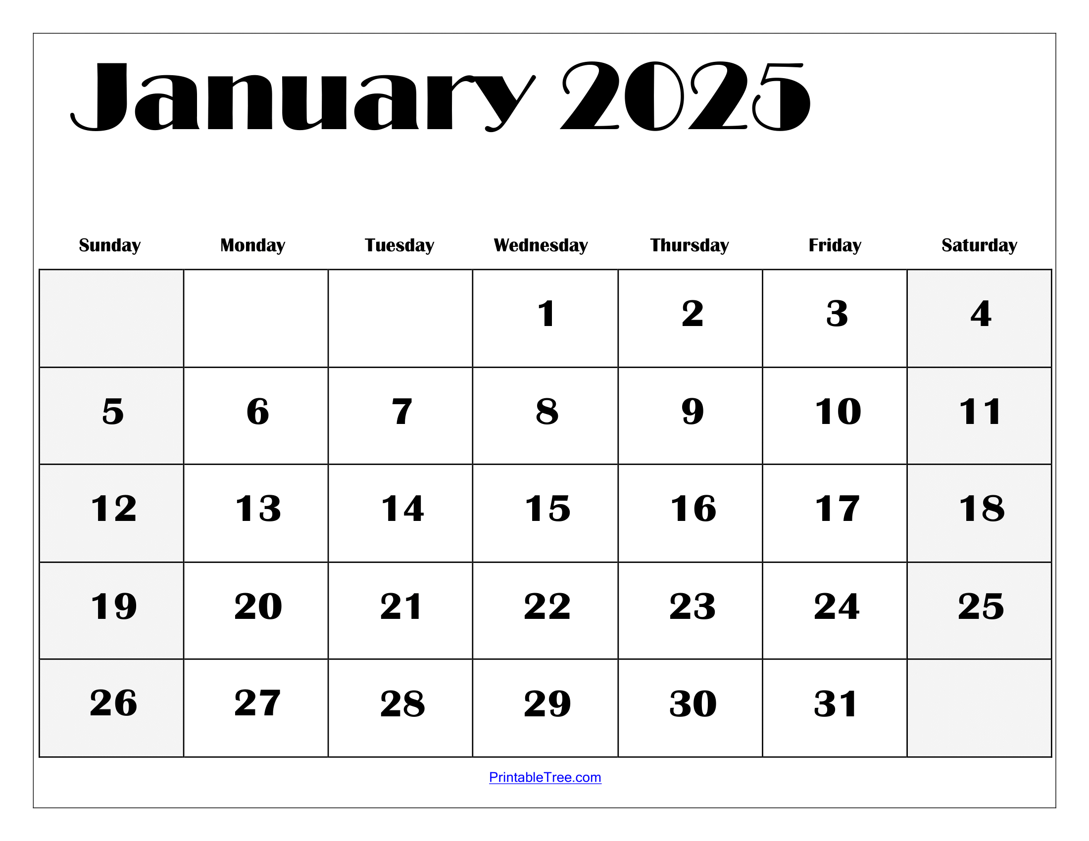 January 2025 Calendar Printable Pdf Template With Holidays for Free Printable January 2025 Calendar