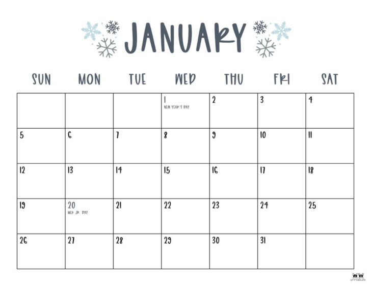 2025 Monthly Calendar Free Printable