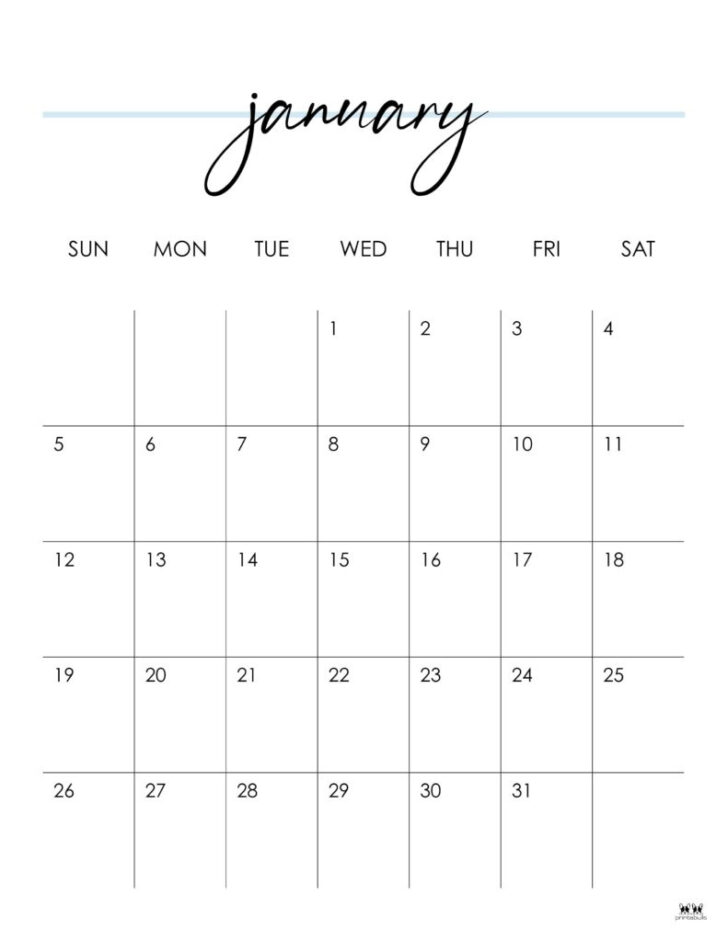 2025 Printable Calendar by Month Portrait