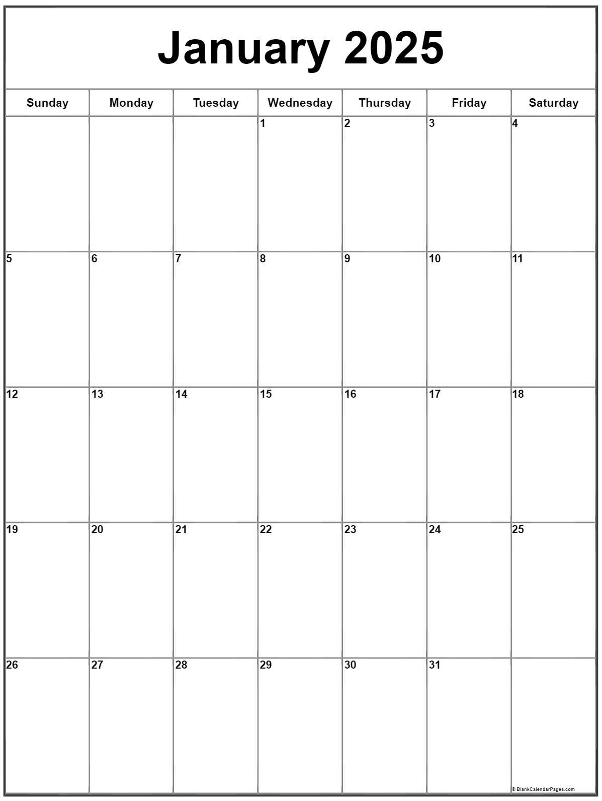 January 2025 Vertical Calendar | Portrait inside 2025 Monthly Calendar Printable Portrait Mode