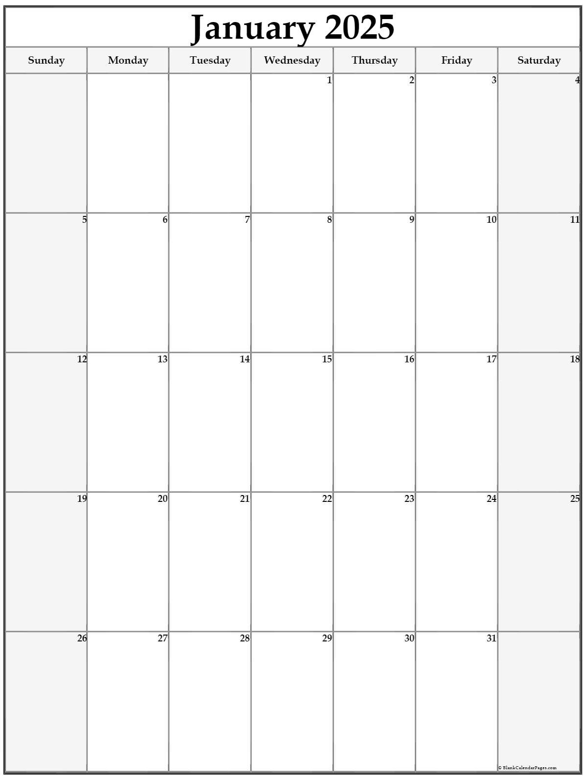 January 2025 Vertical Calendar | Portrait regarding 2025 Calendar Printable Portrait