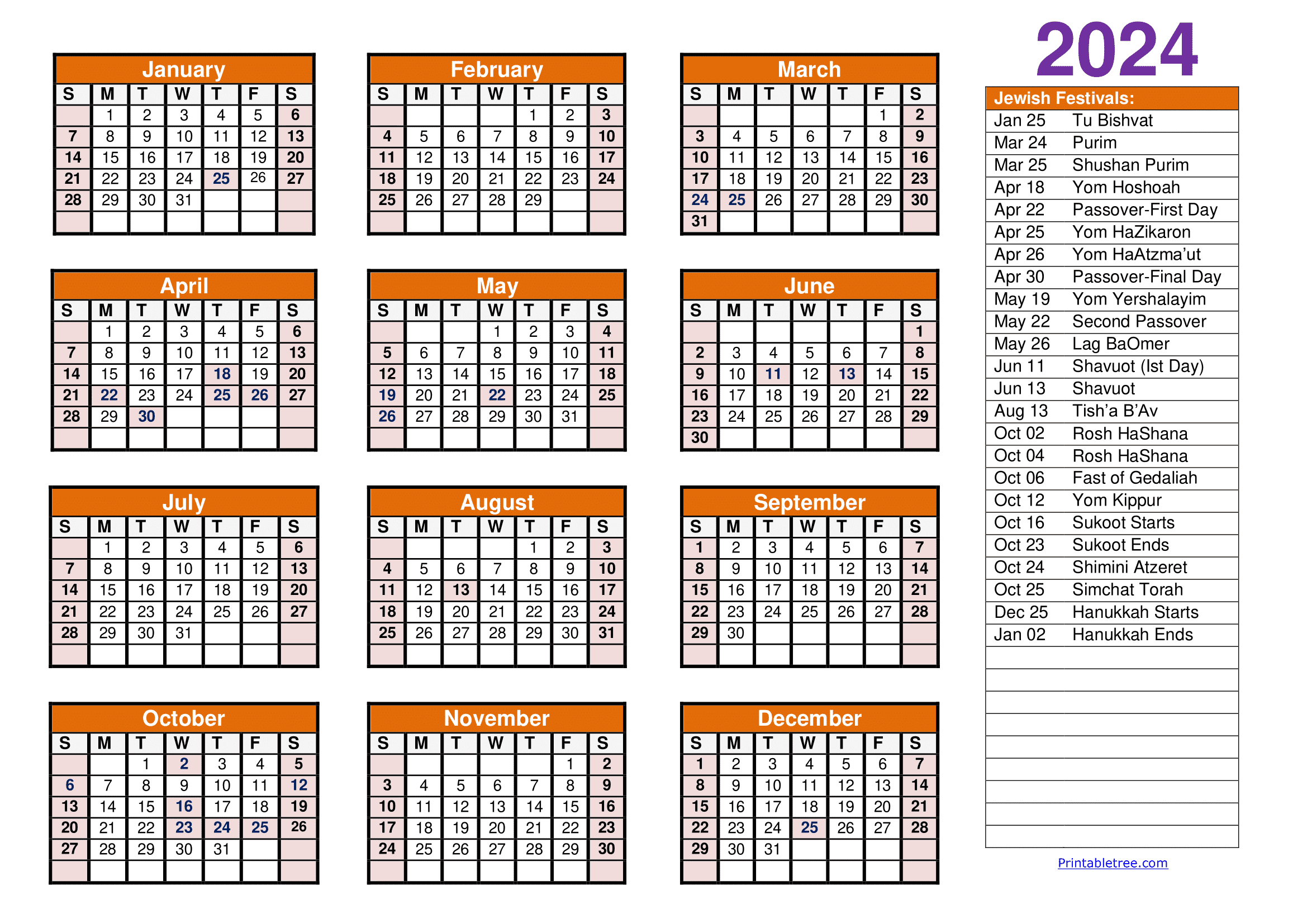 Jewish Calendar 2024, 2025 Pdf Templates With Jewish Holidays Lists inside Printable Jewish Calendar 2025