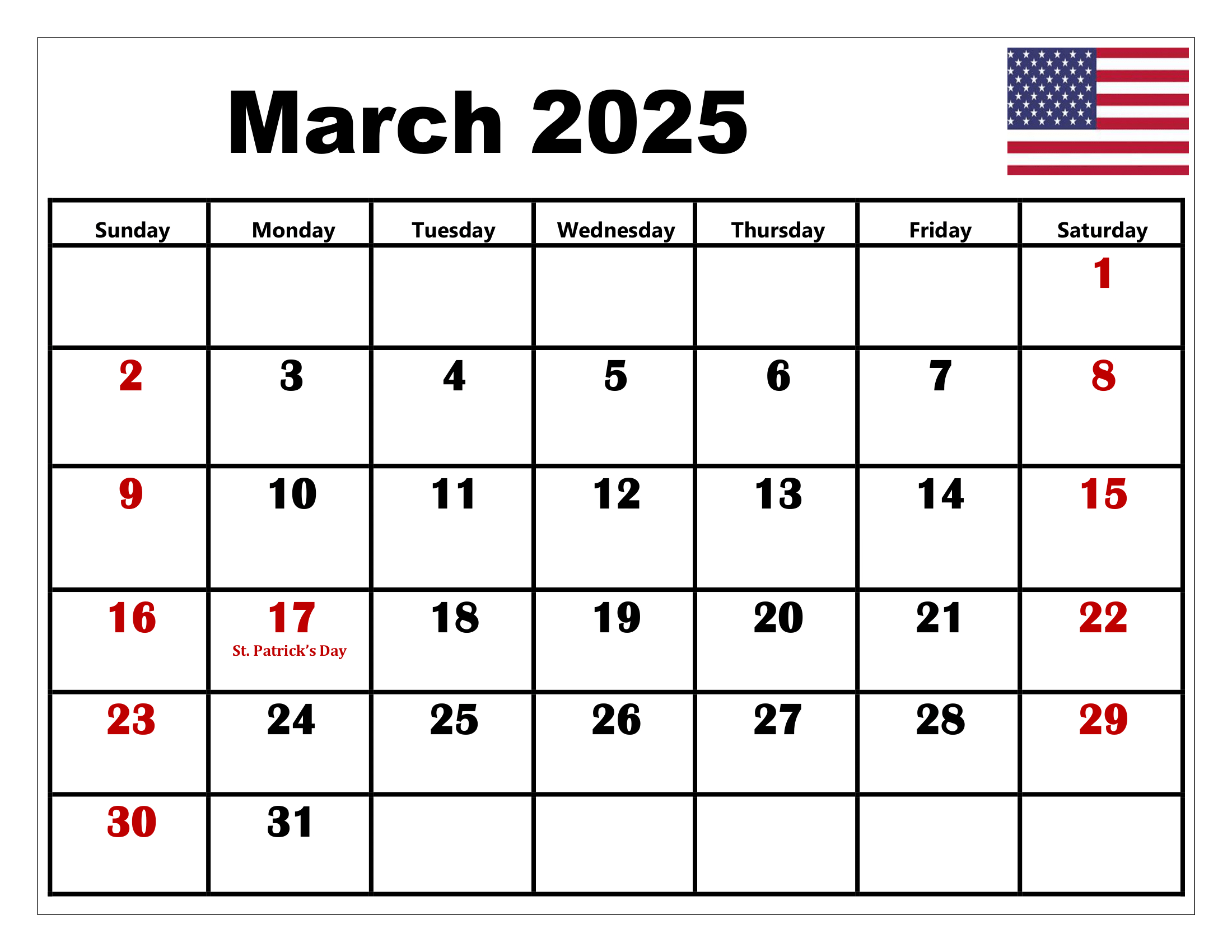 March 2025 Calendar Printable Pdf Template With Holidays intended for Printable March 2025 Calendar with Holidays