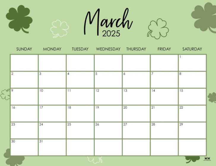 Printable Monthly Calendar March 2025