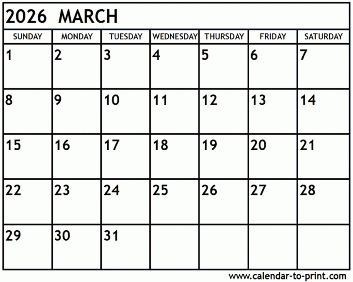 March 2026 Calendar with Holidays Printable