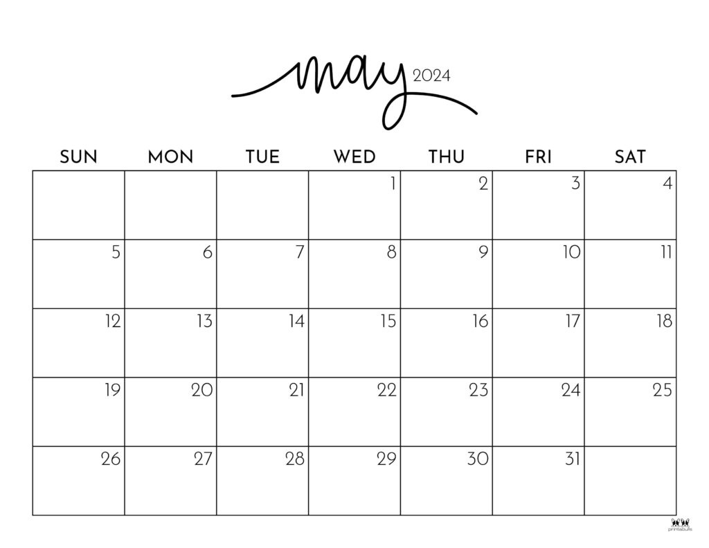 May 2024 Calendars - 50 Free Printables | Printabulls pertaining to 20254 Free Printable Calendar