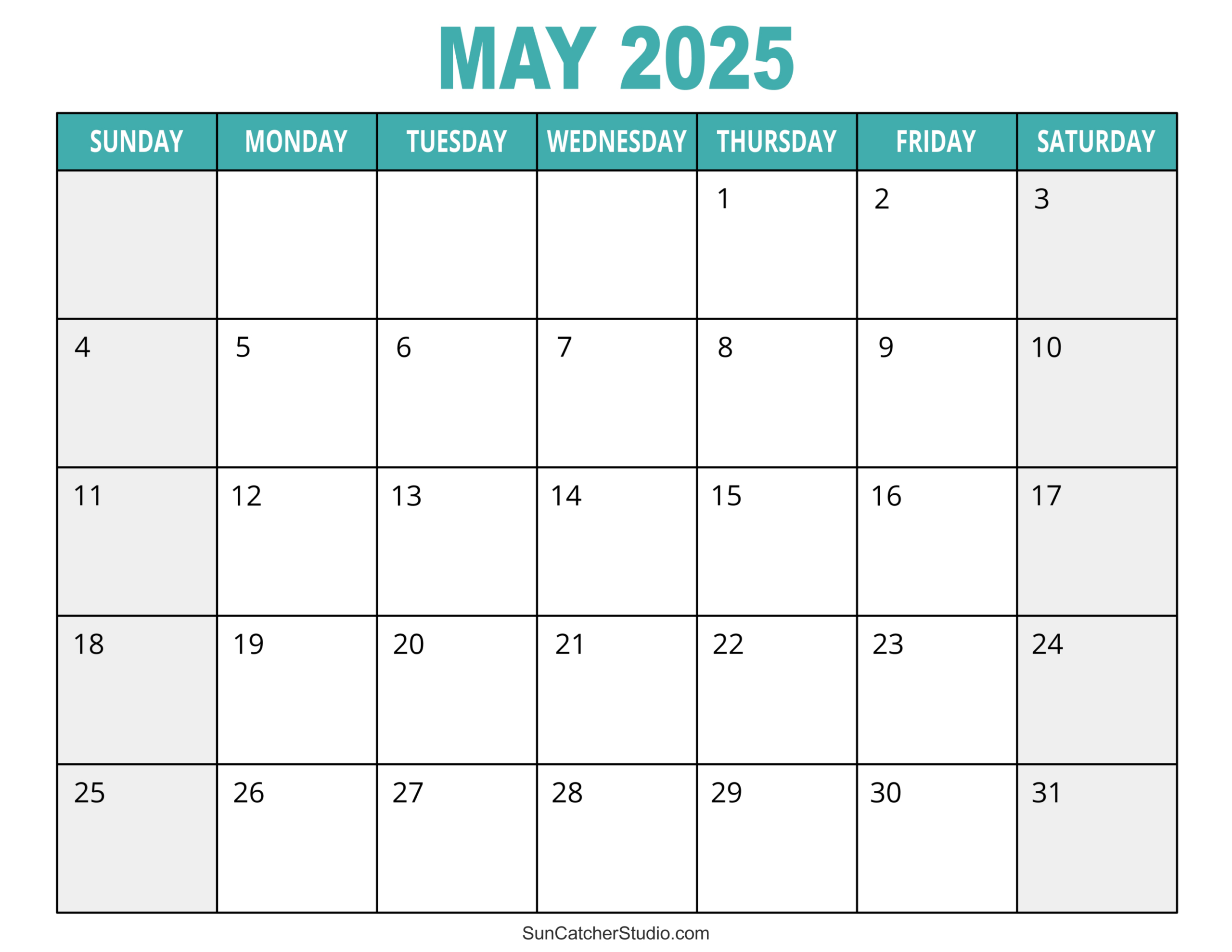 May 2025 Calendar (Free Printable) – Diy Projects, Patterns intended for Printable Monthly 2025 Calendar